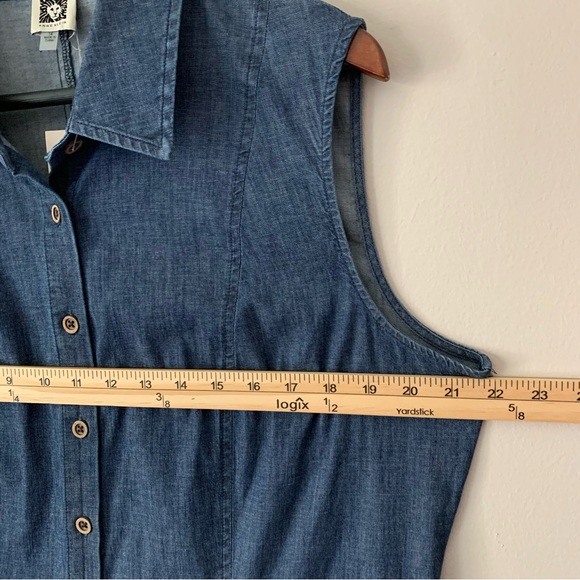NEW Anne Klein Diana Sleeveless Collared Denim Button Up Shirt Dress Size 14 - Picture 12 of 15